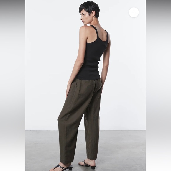 Enza Costa French Linen Pants Women's Size 0/small Army Green - Picture 3 of 9